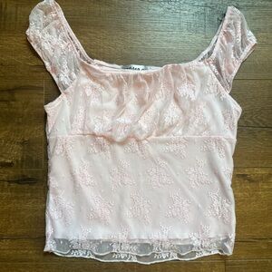 Pink Lace Overlay Women’s Top